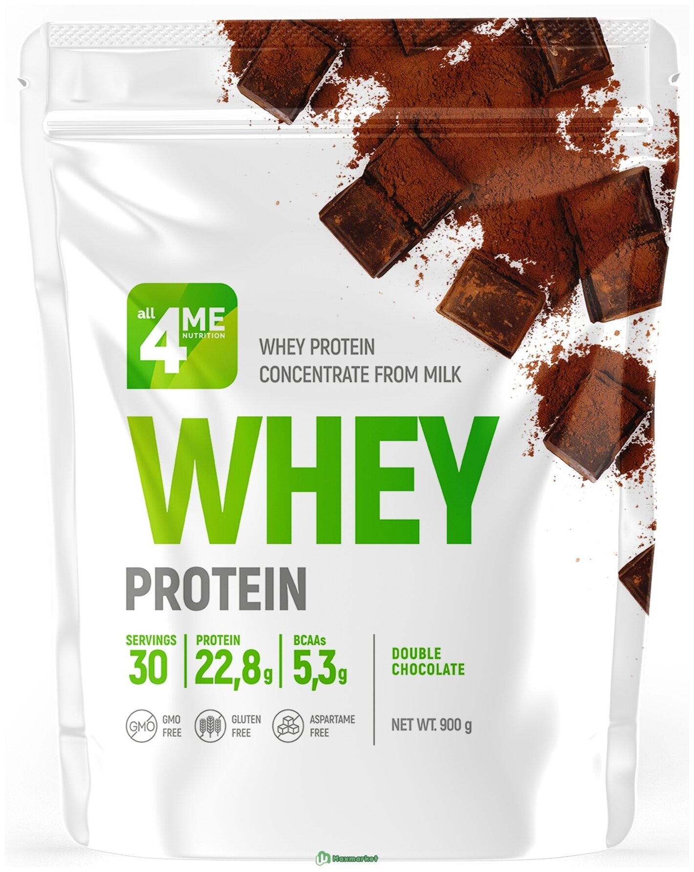 Концентрат сывороточного белка All4me Whey Protein 900 г двойной шоколад