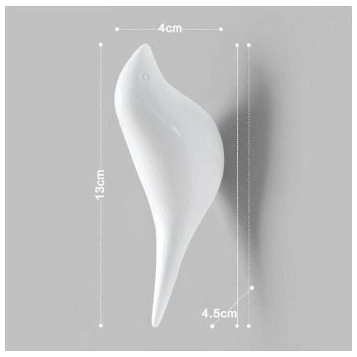Декор настенный-вешалка "Птичка" 13 х 4 см, белый - фотография № 1