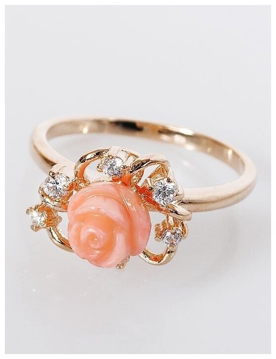 Кольцо помолвочное Lotus Jewelry, коралл