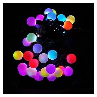 Электрогирлянда "Большие мультишарики хамелеон" (Fiesta big ball), 100 RGB LED огней для улицы, D23 мм, 10 м, коннектор, каучуковый провод, BEAUTY LED