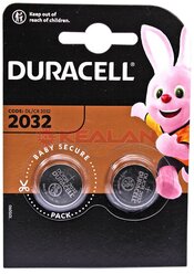 Duracell CR2032 Батарейка литиевая, CR2032-2BL, 3В, блистер, 2 шт.