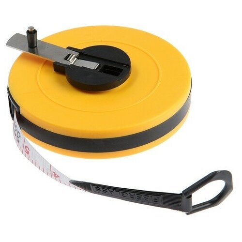 Рулетка геодезическая ЛОМ, фиберглассовая лента, закрытый корпус, 10 м х 13 мм