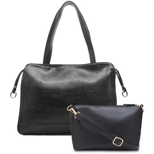 фото Сумка женская senorita натуральная кожа в комплекте с косметичкой черная под документы а4.