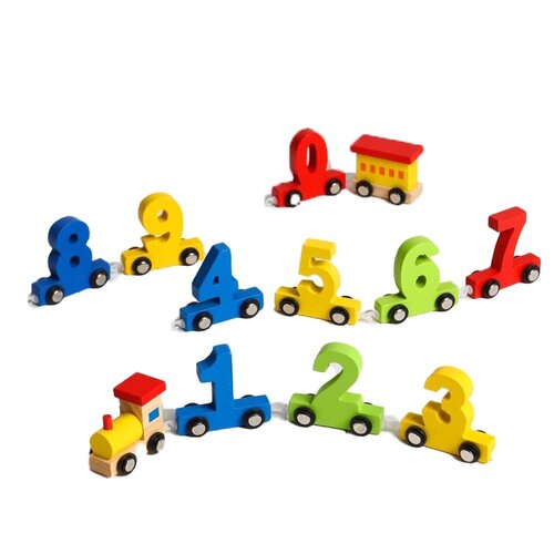 Развивающая игрушка Сима-ленд Конструктор Паровозик Учим счёт, 2792113, 12 дет., разноцветный