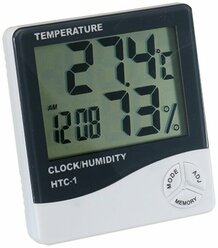 Термометр-гигрометр/ цифровой электронный комнатный /часы, будильник, температура, влажность/ Погодная станция для дома НТС-1