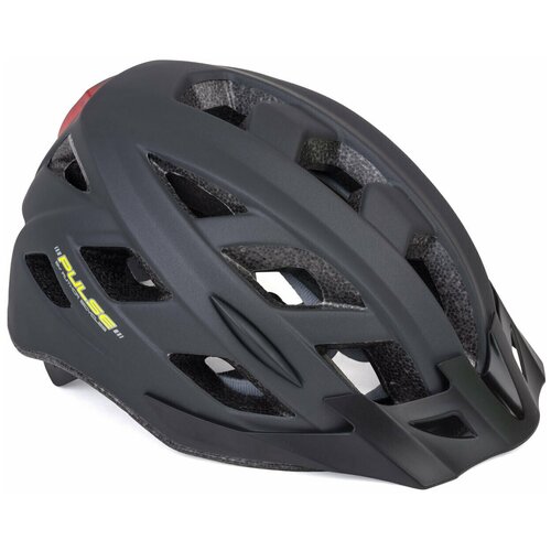 фото Шлем 8-9001660 с сеточкой pulse led x8 16отв. светодиод. фонарик 6д/2ф мат. темн. серый 52-58см author