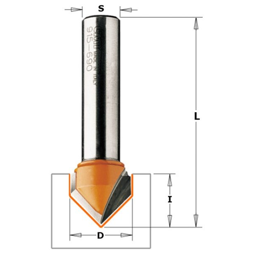 Фреза концевая CMT V-образная D=19,0 I=16,0 S=12,0 L=63,5