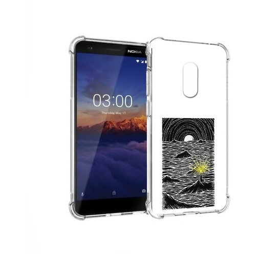 Чехол задняя-панель-накладка-бампер MyPads маяк в черно белом море для Nokia 3.1 противоударный