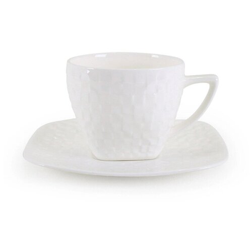 Чайная пара квадратики из костяного фарфора на 6 персон