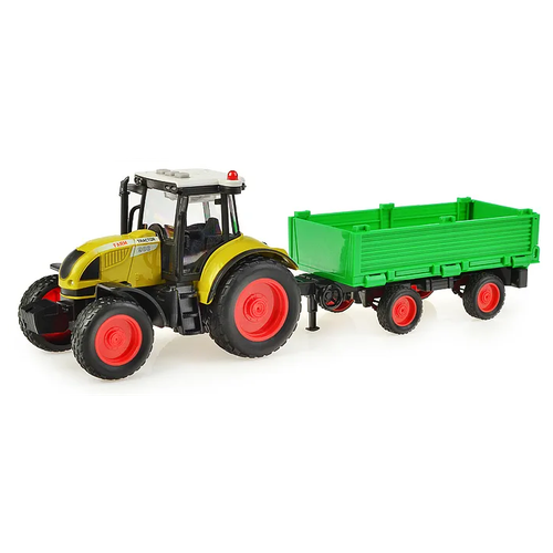 Трактор WenYi с прицепом WY900G 1:16, 17 см, зеленый трактор wenyi wy900 1 16 18 см зеленый
