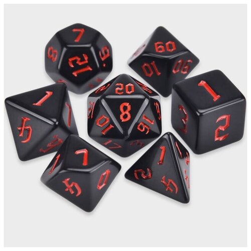 Набор кубиков для настольных ролевых игр (Dungeons and Dragons, DnD, D&D, Pathfinder) - Черно-красные