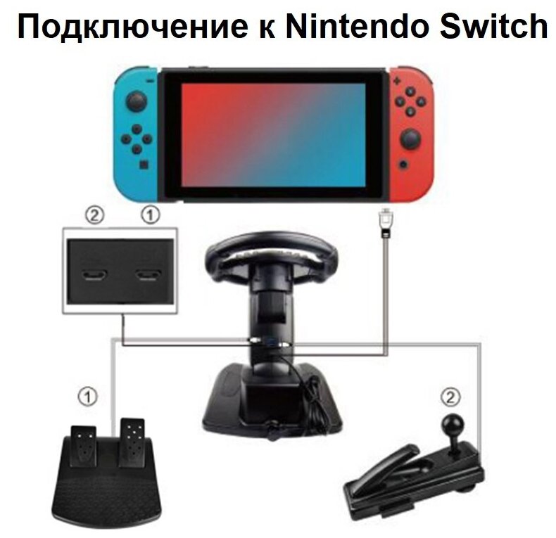 Игровой руль универсальный c педалями для Nintendo Switch/PS3/PS4/PC/Xbox360/XboxOne/Android (270 NS-9877)