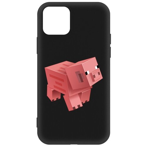 Чехол-накладка Krutoff Soft Case Minecraft-Свинка для Apple iPhone 12/ iPhone 12 Pro черный чехол накладка krutoff soft case minecraft гигант для apple iphone 13 черный