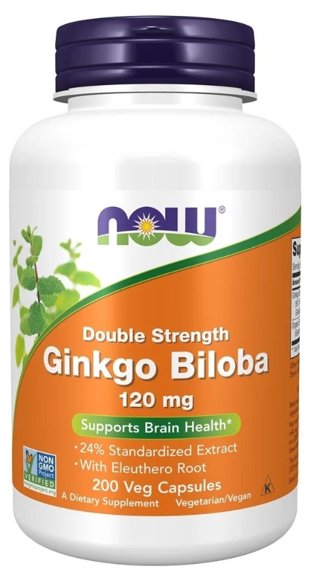 Ginkgo Biloba 120 мг (Гинкго Билоба) 200 капсул (Now Foods)