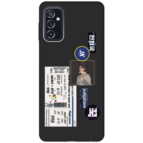 Матовый чехол BTS Stickers для Samsung Galaxy M52 5G / Самсунг М52 с 3D эффектом черный матовый чехол sunflowers для samsung galaxy m52 5g самсунг м52 с 3d эффектом черный