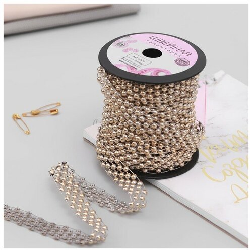 Бусы на нитях, плоские, 14 мм, 9 ± 1 м, цвет золотой