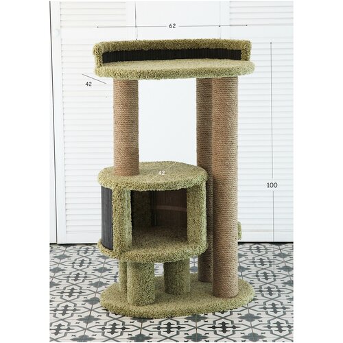 Домик для кошки Котомастер Зарина, оливка Венге домик для кошки котомастер умка высота 110см оливка