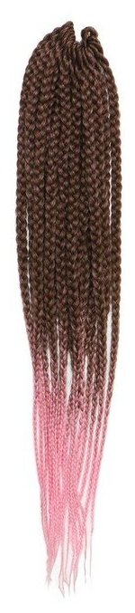 Queen fair SIM-BRAIDS Афрокосы, 60 см, 18 прядей (CE), цвет каштановый/розовый(#FR-12)