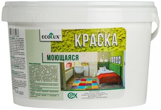Краска для стен и потолков моющаяся для внутренних работ белая без запаха,Ecolux 3кг