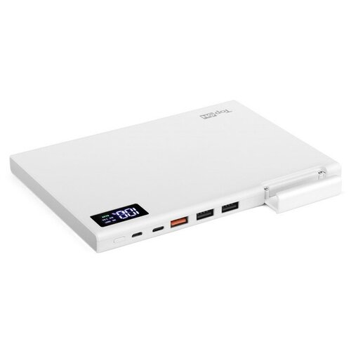 Внешний аккумулятор TopON TOP-MAX2 30000mAh QC3.0, Power Delivery. USB Type-C, MicroUSB, 3 USB и кредл. Белый