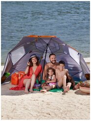 Большой пляжный зонт от солнца с наклоном/зонт палатка/пляжная палатка/шатер/зонт для рыбалки/складной пляжный зонт. Диаметр 240см, 2 положения, окна и карманы с 2-х сторон. Цвет - оранжевый. Хит США и Германии