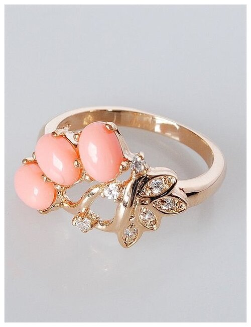 Кольцо помолвочное Lotus Jewelry, коралл, размер 19, розовый