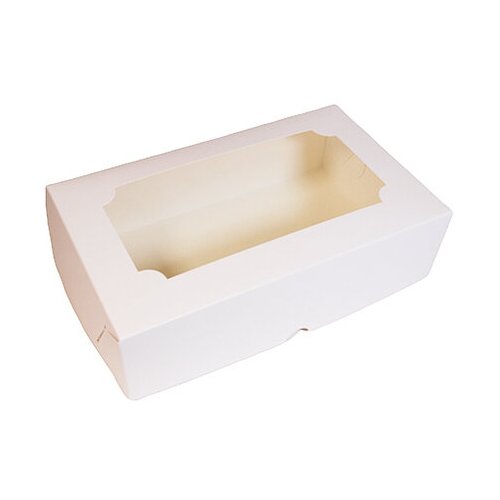 Комплект 10 шт. Коробка для пирожных и зефира с окном Белая. (25 х15 х7 см.)
