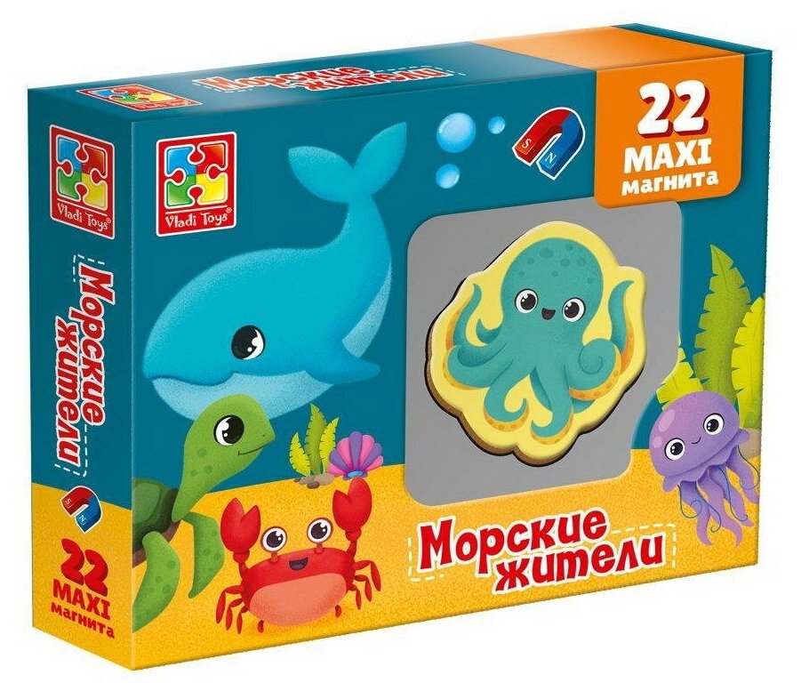 Развивающая игра Vladi Toys Набор магнитов Морские жители