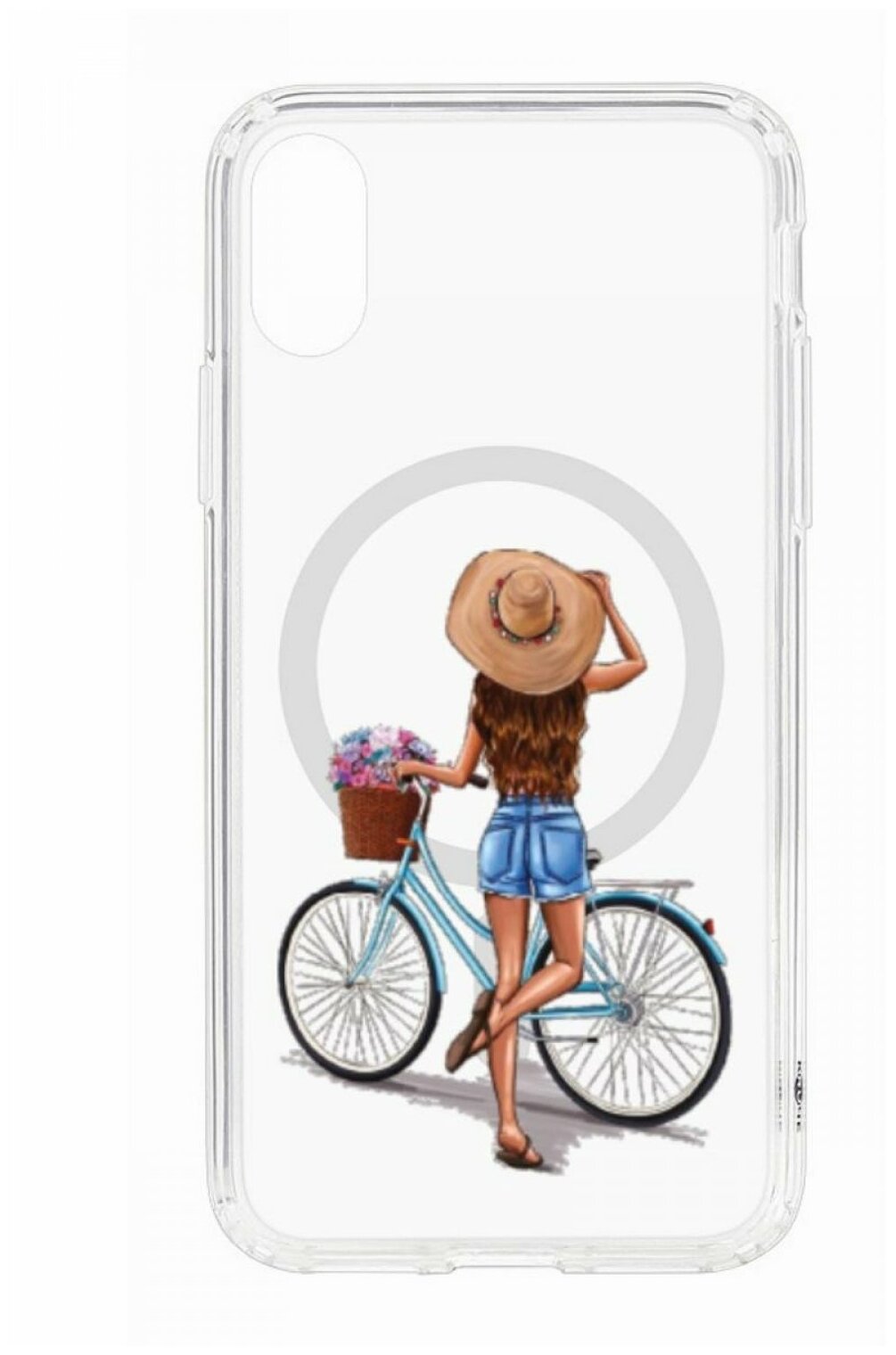 Чехол для iPhone X/XS Kruche Print MagSafe Велосипедная прогулка,противоударный силиконовый бампер с рисунком,пластиковая накладка с защитой камеры