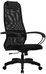 Кресло руководителя компьютерное рабочее офисное / для дома Метта Su-b-8 пластик, ткань-сетка, сиденье мягкое, черное