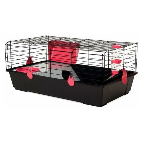 Клетка для кроликов и морских свинок VOLTREGA (530), черно-красная, 80х46х35см (Испания)