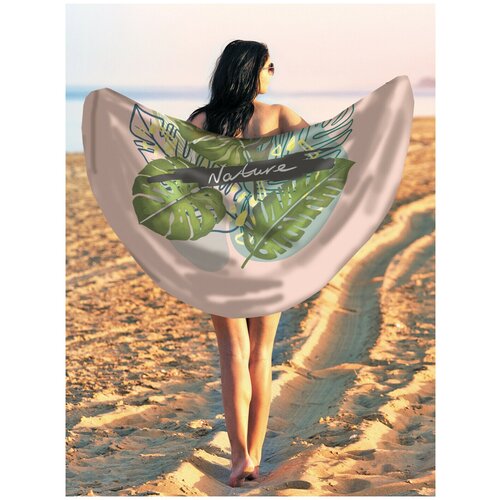 фото Парео и пляжный коврик joyarty "тропическая флора", трикотаж 150 см