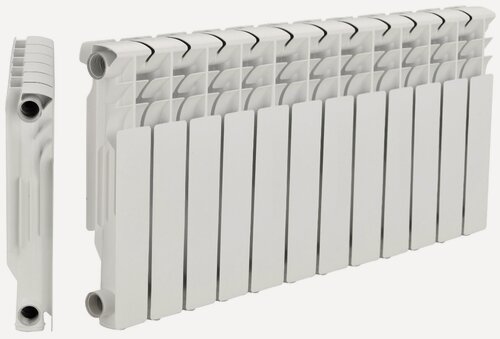 Изображение товара Радиатор металлсервис THERMA Q2 350/80, алюминий, 12 секций, боковое подключение, белый