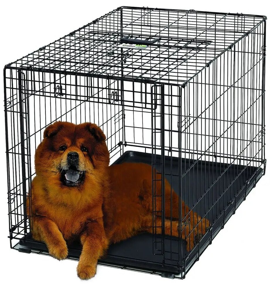 Клетка MidWest Ovation для собак 95х59х64h см, с торцевой вертикально-откидной дверью, черная - фотография № 5