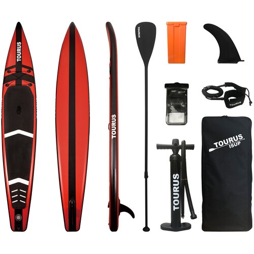 фото Гоночная сап доска sup touring board tourus ray red 14.0 (426x71x15 см) с рюкзаком, веслом, насосом, и страховочным лишем