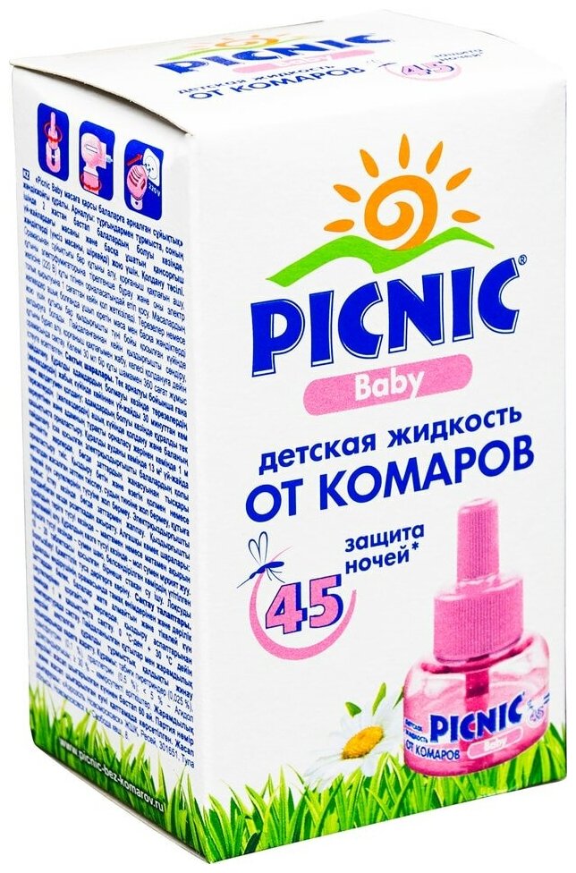 Дополнительный флакон-жидкость от комаров "Picnic Baby" с экстрактом ромашки 45 ночей 30 мл 146