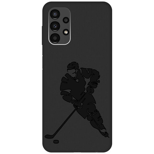 Матовый чехол Hockey для Samsung Galaxy A13 4G / Самсунг А13 4Г с 3D эффектом черный