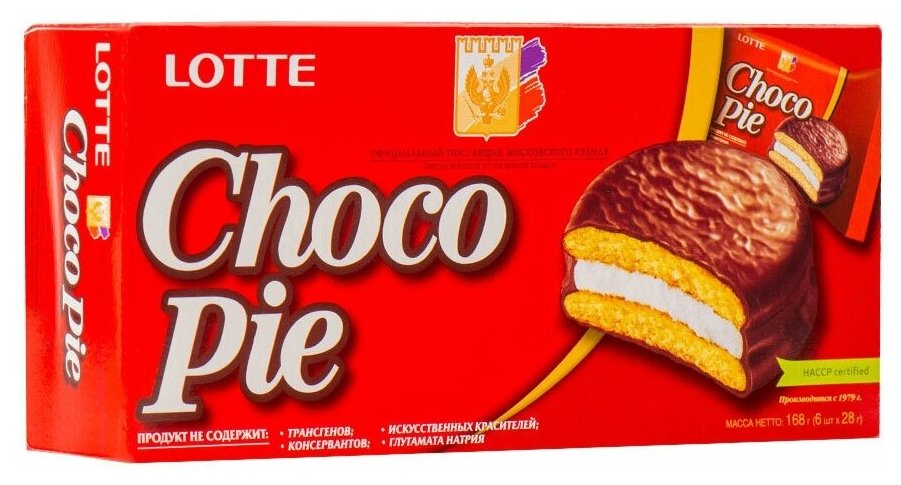 Изделие Lotte Choco Pie, 168 г, 6 шт. в уп.