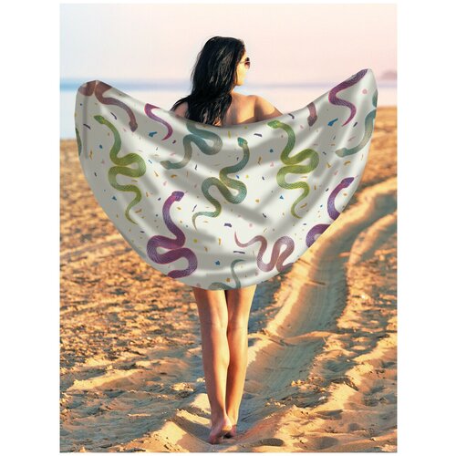 фото Парео и пляжный коврик joyarty "змеиная вечеринка", трикотаж 150 см