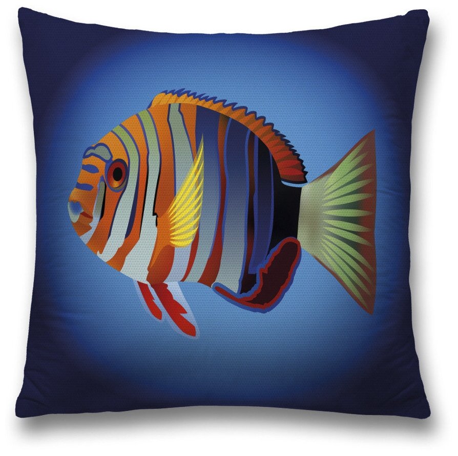 Наволочка декоративная на молнии, чехол на подушку JoyArty "Цветная рыба" 45х45 см