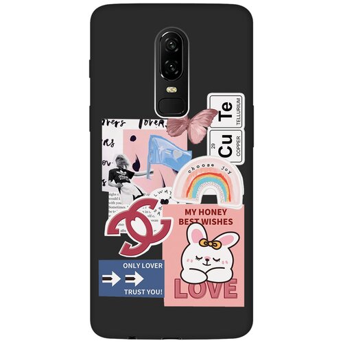 Матовый чехол Cute Stickers для OnePlus 6 / ВанПлюс 6 с 3D эффектом черный матовый чехол bts stickers для oneplus 5 ванплюс 5 с 3d эффектом черный