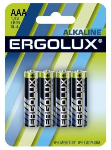 Батарейки Ergolux LR03, ААA Alkaline АА A1,5 В BL-4 (4 шт.)
