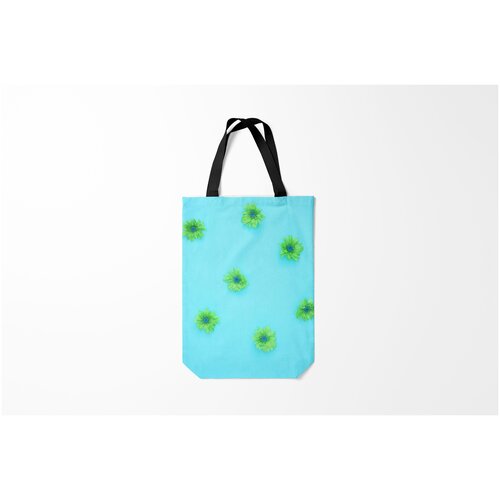 фото Сумка-шоппер / 31х42 см / девушкам / цветочки и бабочки зеленые burnettie