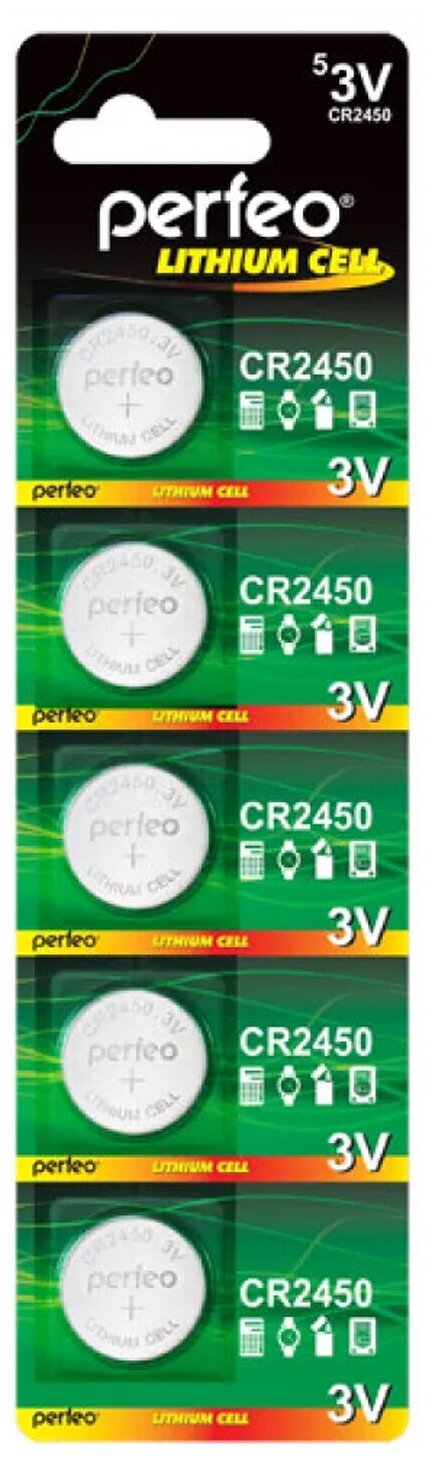 Батарея Perfeo Lithium Cell CR2450 BL-5 CR2450 (5шт) блистер - фото №8