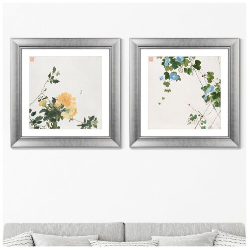 Набор из 2-х репродукций картин в раме Insects and Flowers V, 1644г. Размер картины: 60,5х60,5см