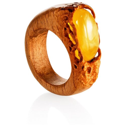 фото Amberholl уникальное кольцо ручной работы из дерева и натурального янтаря «индонезия»