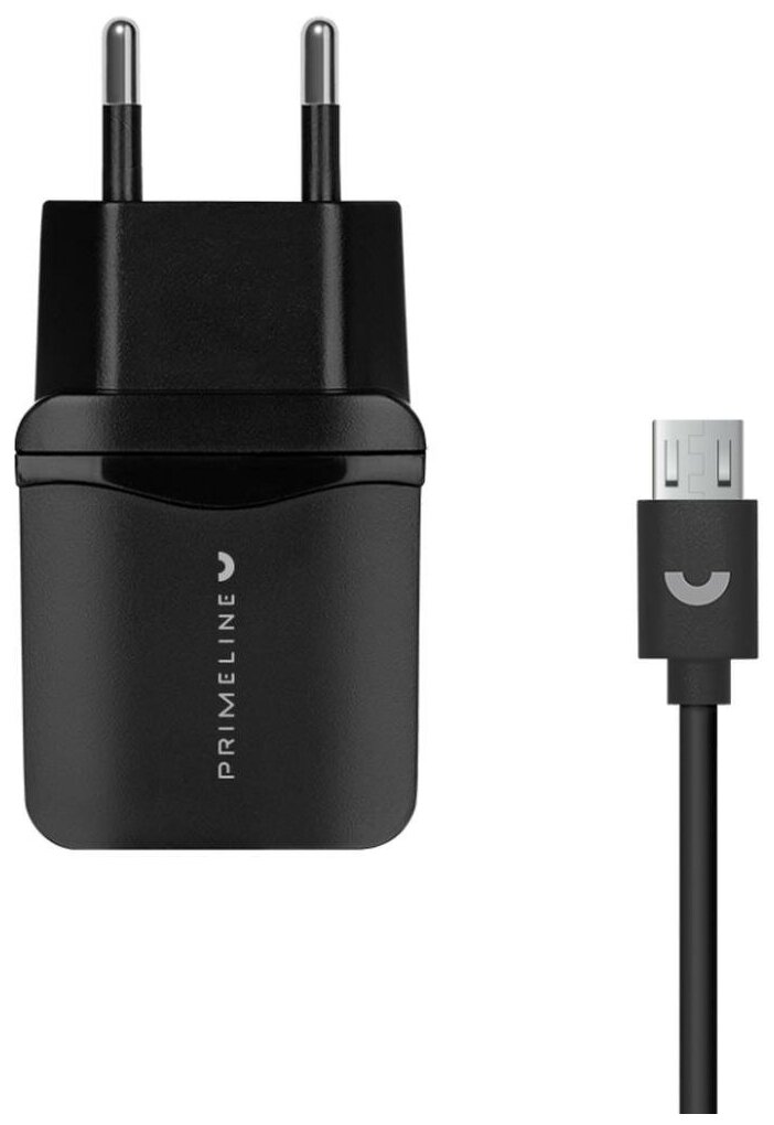 СЗУ 1USB 1A+ кабель microUSB, 1.2м, черный, Prime Line