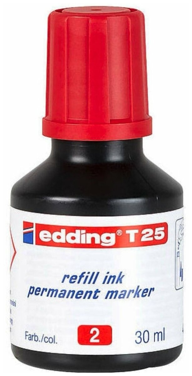 Заправка перманентная EDDING T25, чернила для заправки перманентных маркеров, 30 мл, красная