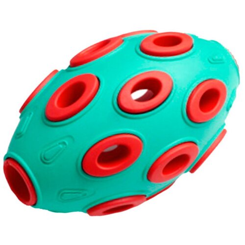 HOMEPET SILVER SERIES мяч регби бирюзово-красный каучук 7,6 см х 12 см (0.19 кг) (2 штуки)
