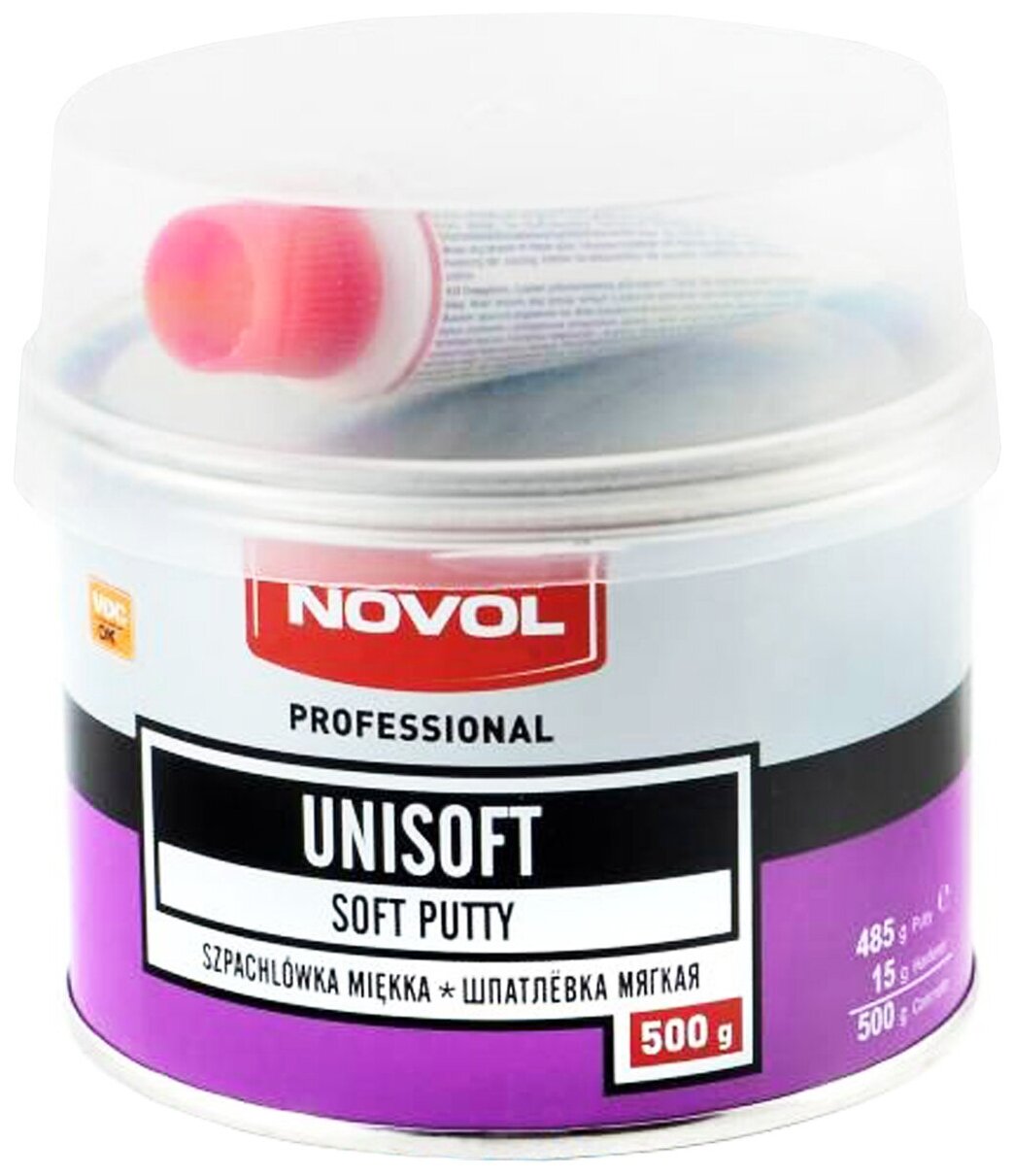 Шпатлевка автомобильная полиэфирная Novol Professional Soft Putty 500 г UNISOFT + отвердитель Betox-50PC туба 15 г (шпатлевка автомобильная) 1151